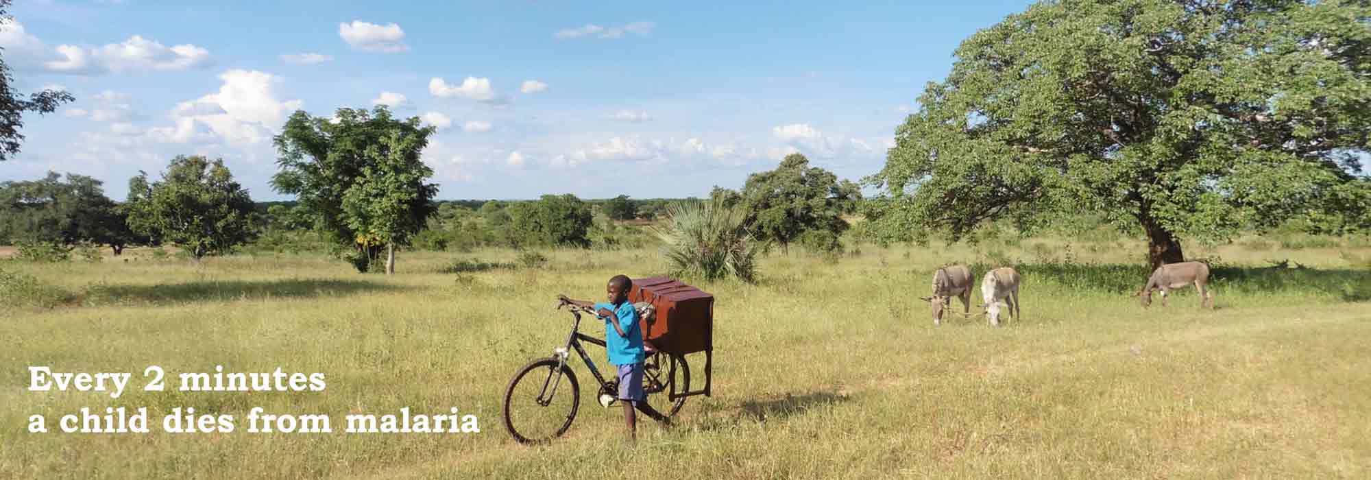 Child in Zambian field with bike